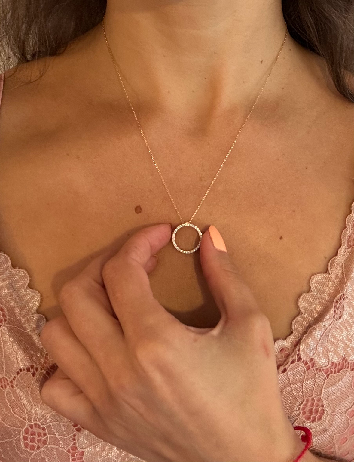 2CT Pavé Circle Moissanite Necklace | 18K Gold-Plated 925 Sterling Silver
