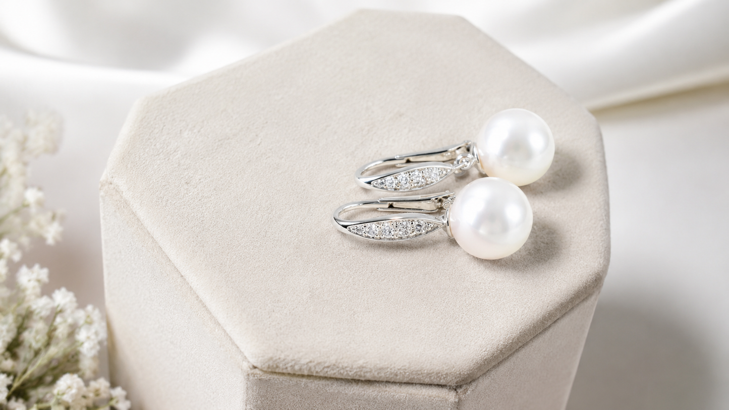 Baroque Freshwater Pearl Dangle Earrings, 925 Sterling Silver Minimalist Drop Jewelry