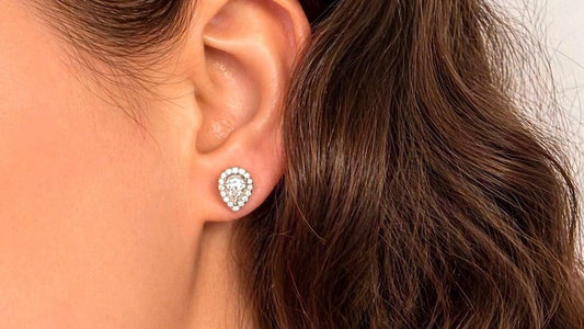 1CT Pear Moissanite Stud Earrings | Argentium 925 Sterling Silver