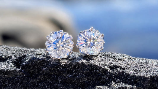 2 Carat Moissanite Stud Earrings, 925 Sterling Silver, Round Brilliant Sparkle