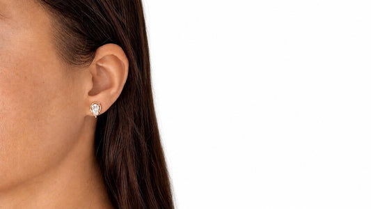Pear Cut Moissanite Stud Earrings | 18K Gold-Plated 925 Sterling Silver