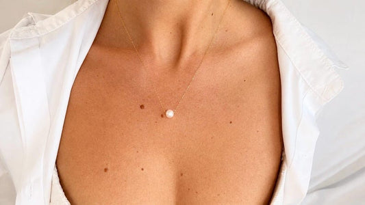18K Solid Gold Floating Akoya Pearl Necklace – 8mm Certified Genuine Akoya Pearl – Hallmarked Fine Jewellery