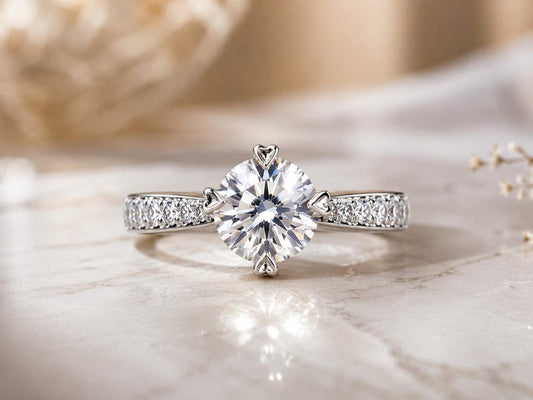 1 Carat Moissanite Halo Ring, 925 Sterling Silver Engagement & Promise Ring