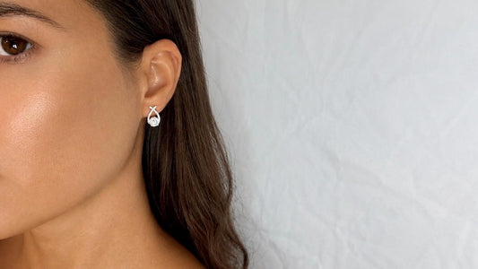18K Gold-Plated Moissanite Stud Earrings | Round Pave Halo Sterling Silver