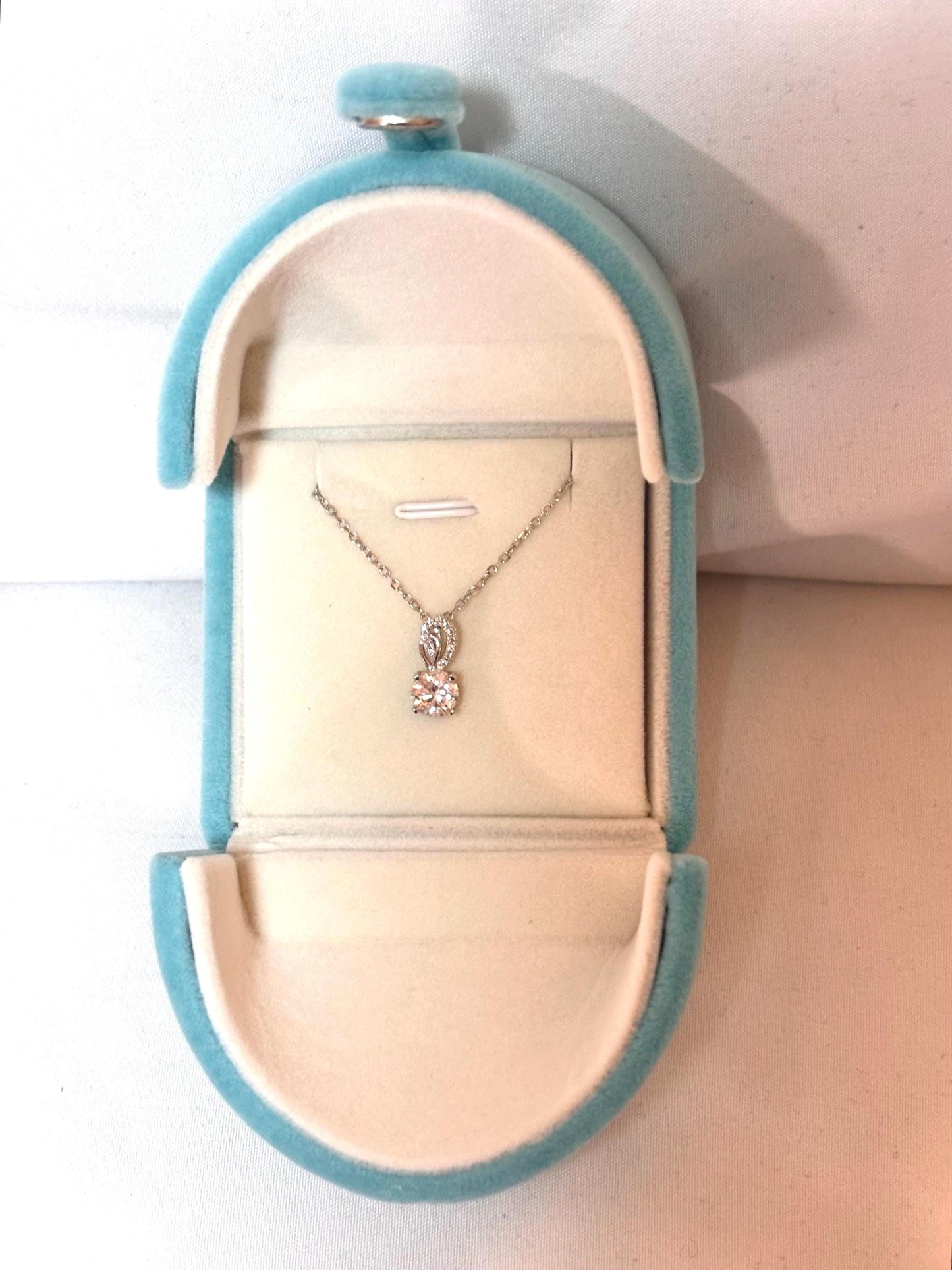 1.00ct Moissanite Pendant Necklace, 18K White Gold Plated, Minimalist Fine Jewelry