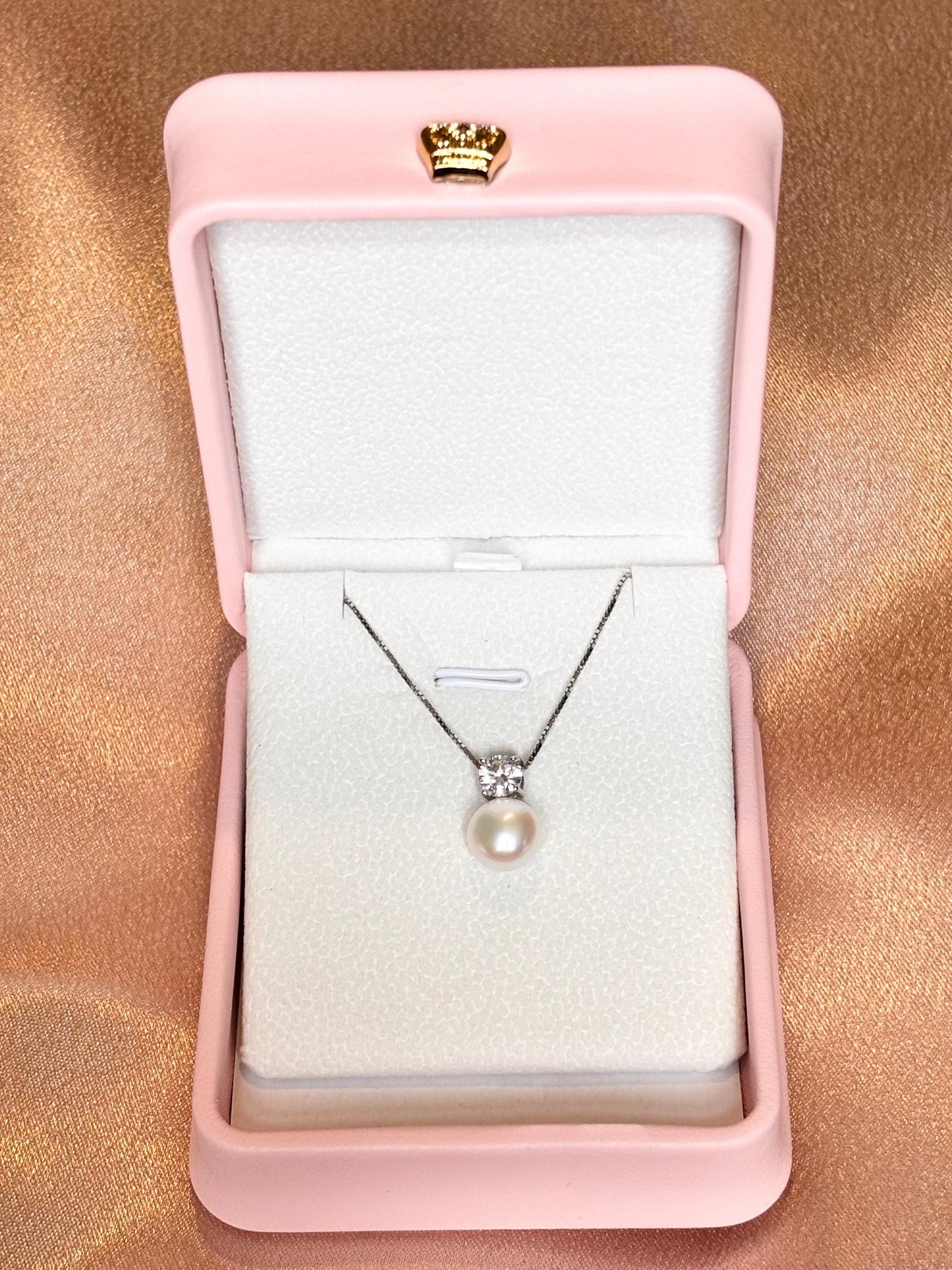 Freshwater Pearl Zircon Pendant, 925 Sterling Silver Chain, Dainty Minimalist Jewelry, Bridal Bridesmaid Accessory