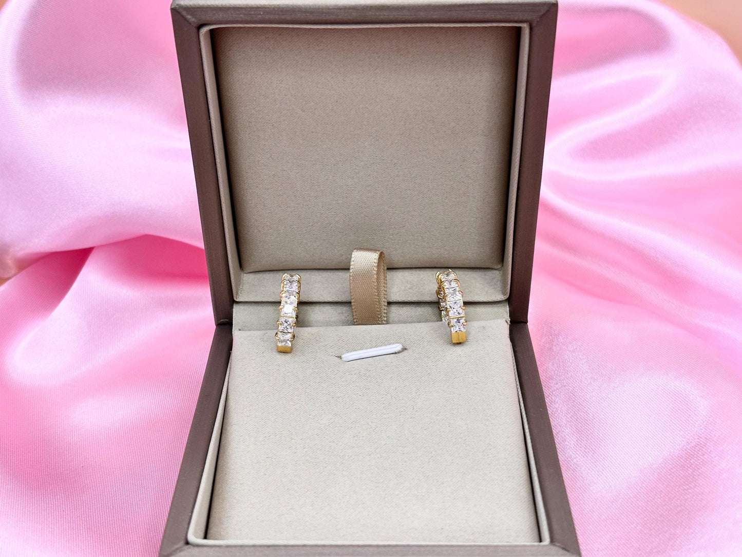 Gold Plated Crystal Hoop Earrings – Dainty Sparkly Huggie Hoops, Everyday Minimalist Jewelry