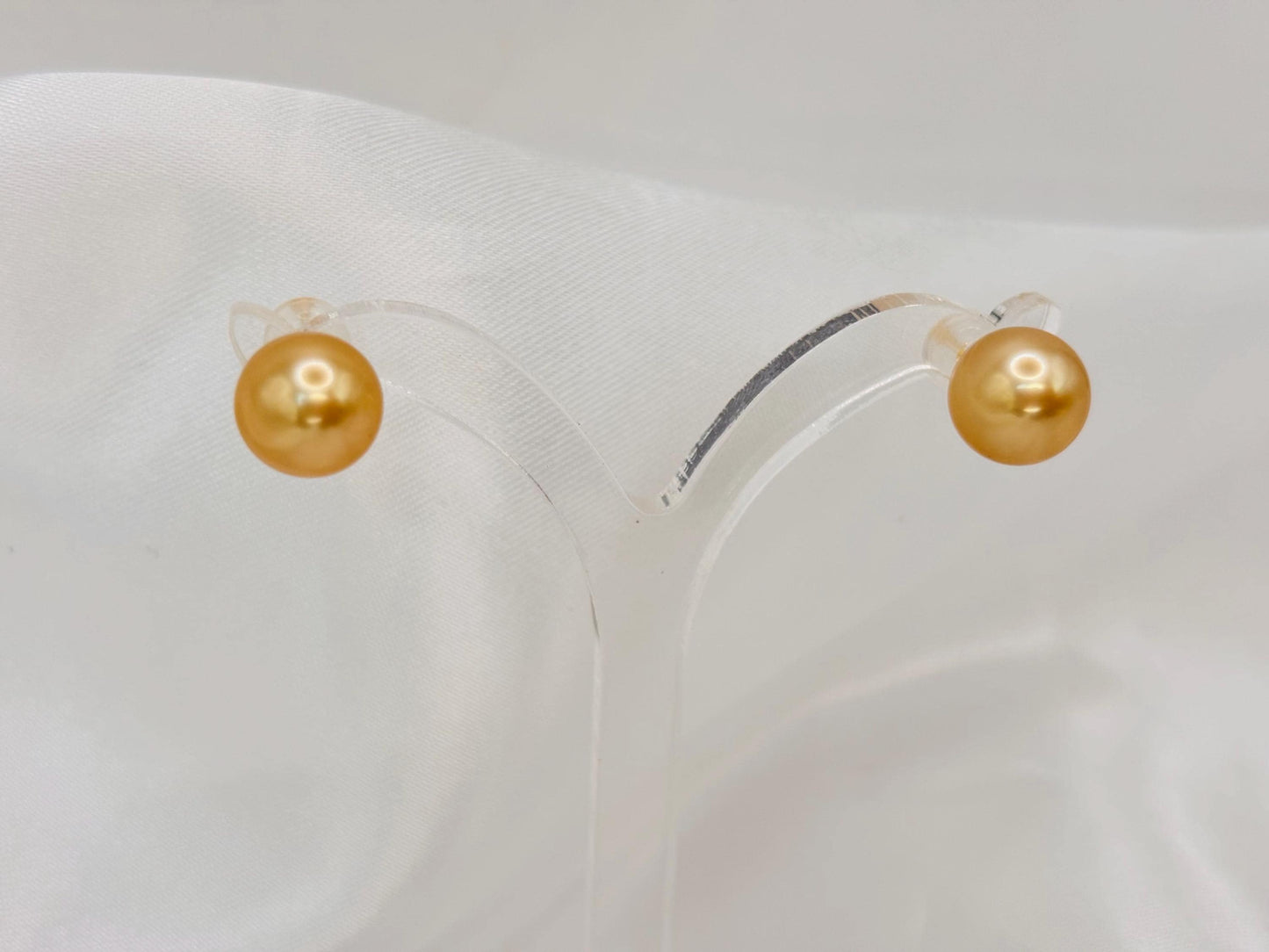 Certified Golden South Sea Pearl Stud Earrings, 18K Solid Gold, Minimalist Fine Jewellery