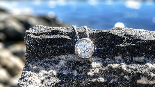 Floating Solitaire Moissanite Necklace – Sterling Silver Bezel Pendant, Diamond Alternative, Everyday Elegance