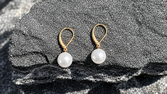 Freshwater Pearl Drop Earrings, Gold Plated Sterling Silver, Dainty Minimalist Style