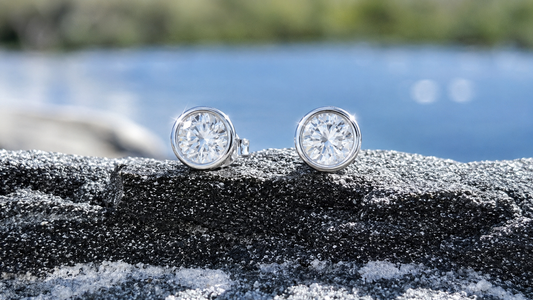 Bezel Moissanite Stud Earrings 1 Carat, Round Sterling Silver Classic Everyday Earrings Gift