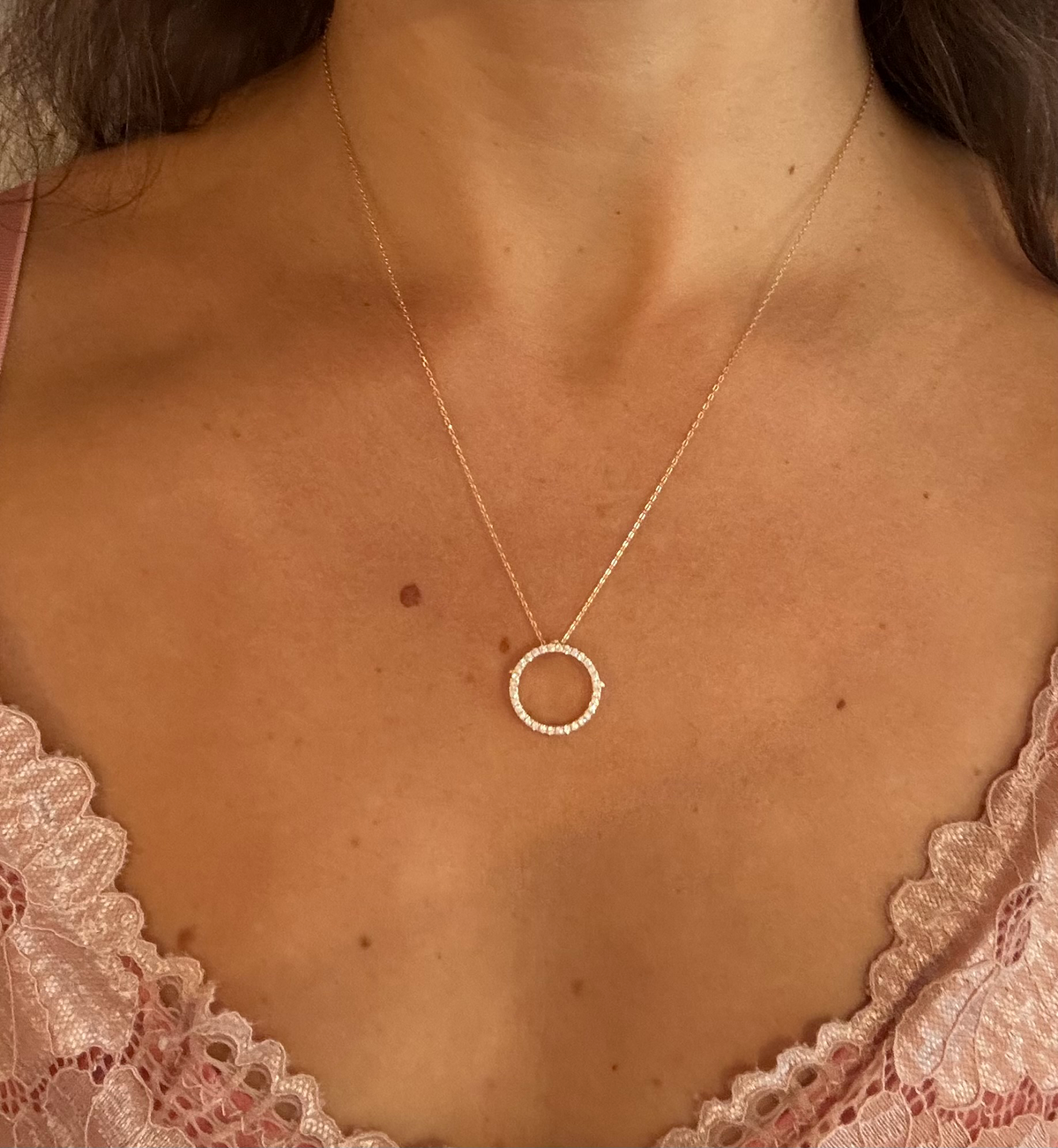 2CT Pavé Circle Moissanite Necklace | 18K Gold-Plated 925 Sterling Silver