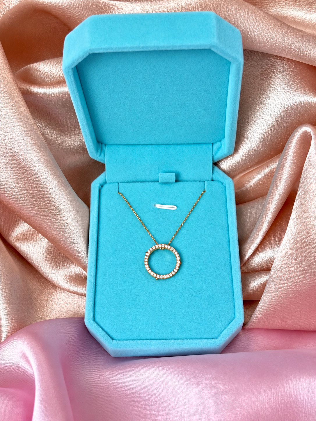 2CT Pavé Circle Moissanite Necklace | 18K Gold-Plated 925 Sterling Silver