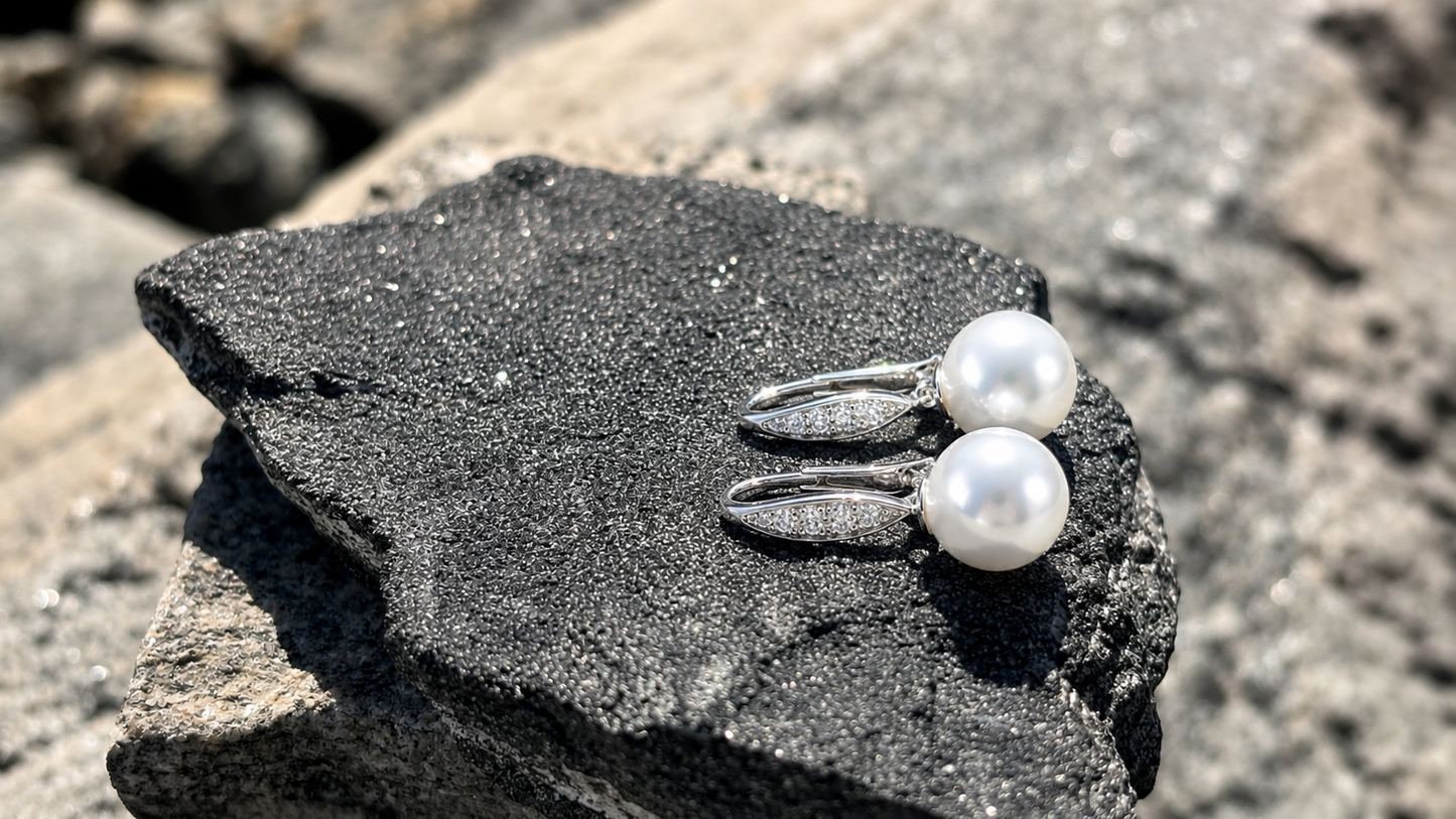 Baroque Freshwater Pearl Dangle Earrings, 925 Sterling Silver Minimalist Drop Jewelry