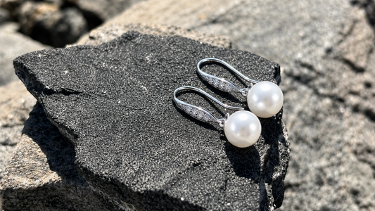 Baroque Freshwater Pearl Dangle Earrings, 925 Sterling Silver Minimalist Drop Jewelry