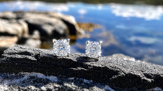 Cushion Cut Moissanite Stud Earrings 1 Carat, Sterling Silver Diamond Alternative Classic Minimalist Jewelry