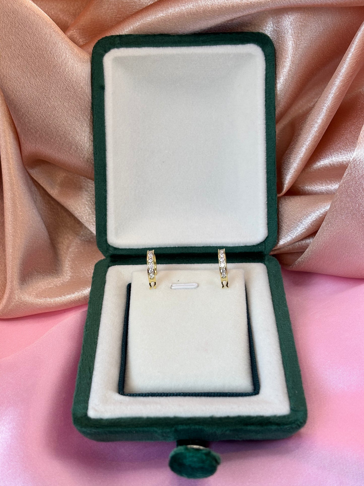 2CT Moissanite Huggie Hoop Earrings | 18K Gold-Plated 925 Sterling Silver
