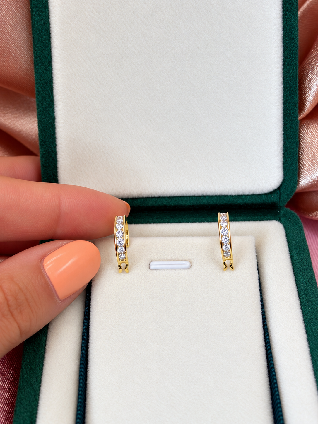 2CT Moissanite Huggie Hoop Earrings | 18K Gold-Plated 925 Sterling Silver
