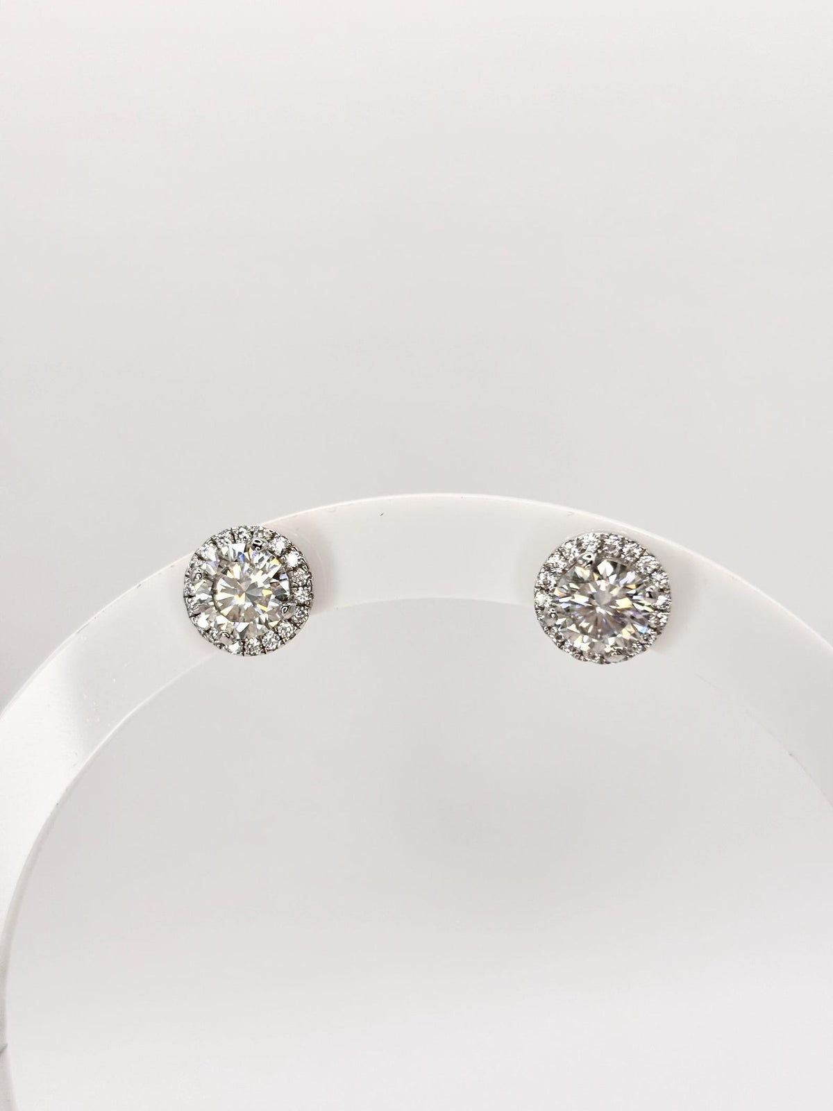 1CT Moissanite Halo Stud Earrings | 925 Argentium Sterling Silver