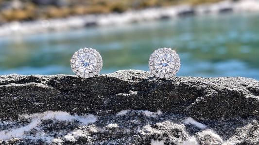 1CT Moissanite Halo Stud Earrings | 925 Argentium Sterling Silver