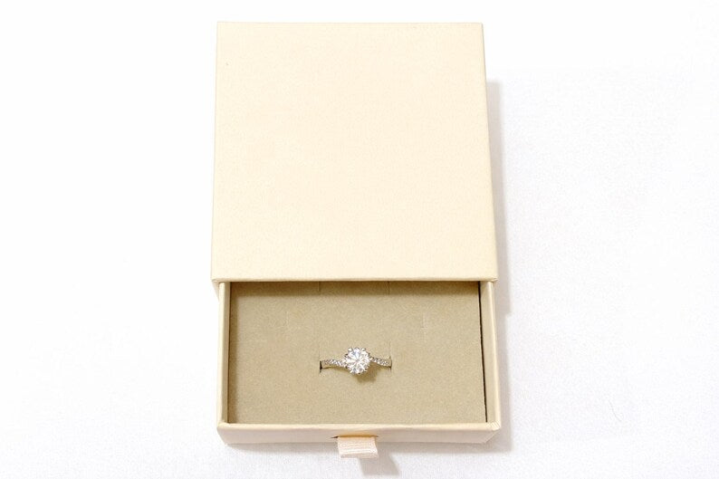 1 Carat Round Moissanite Halo Ring, 925 Sterling Silver Engagement Ring
