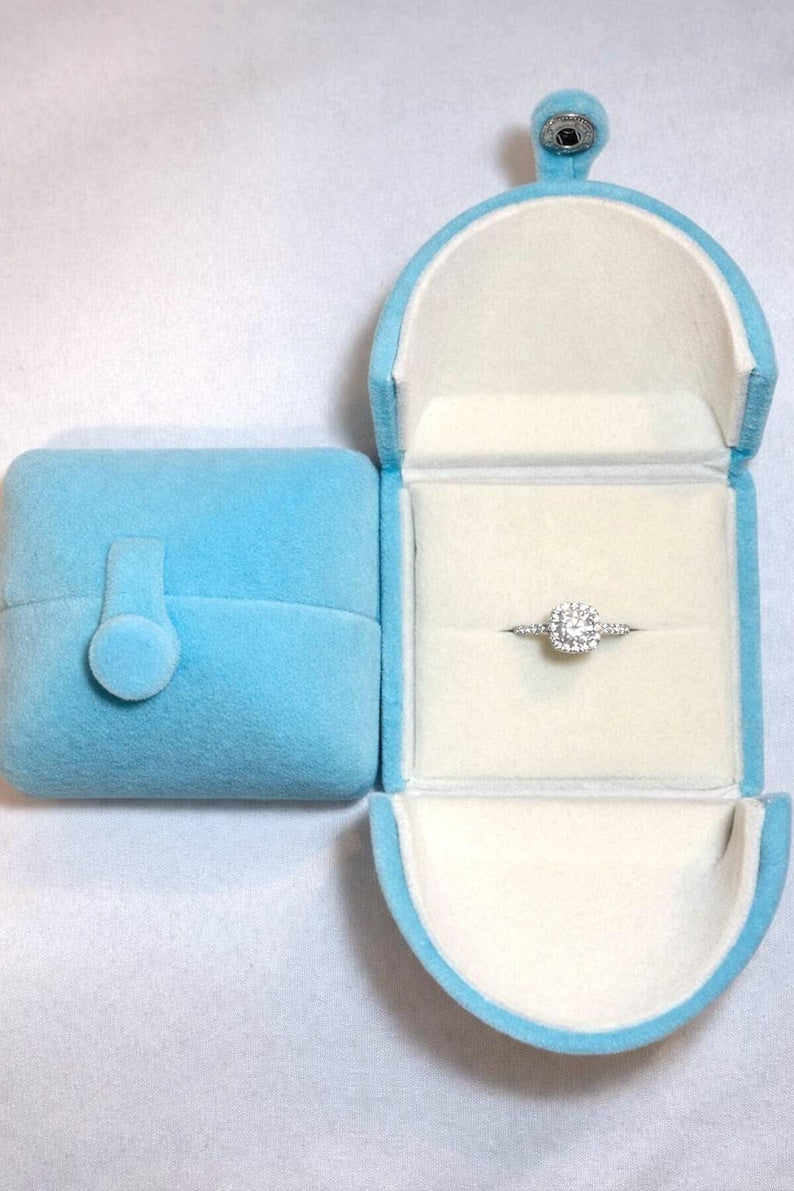1ct Moissanite Halo Engagement Ring 925 Sterling Silver Bridal Promise Ring