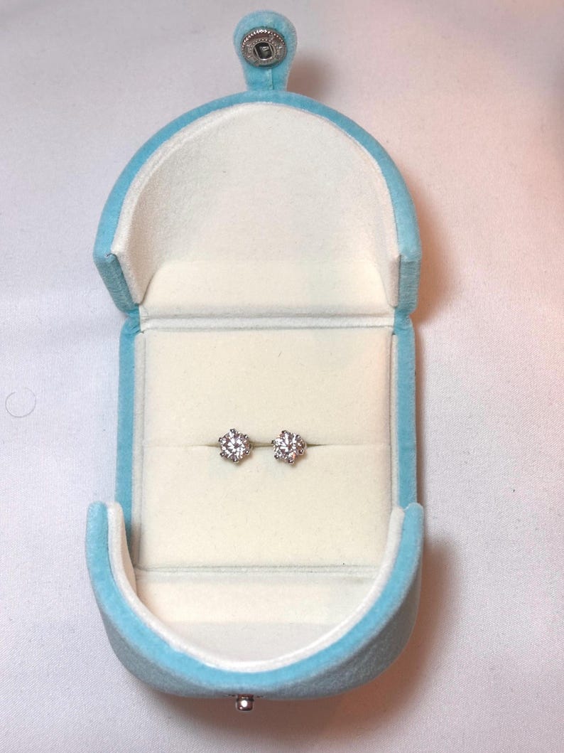 2 Carat Moissanite Stud Earrings, 925 Sterling Silver Round Solitaire Earrings