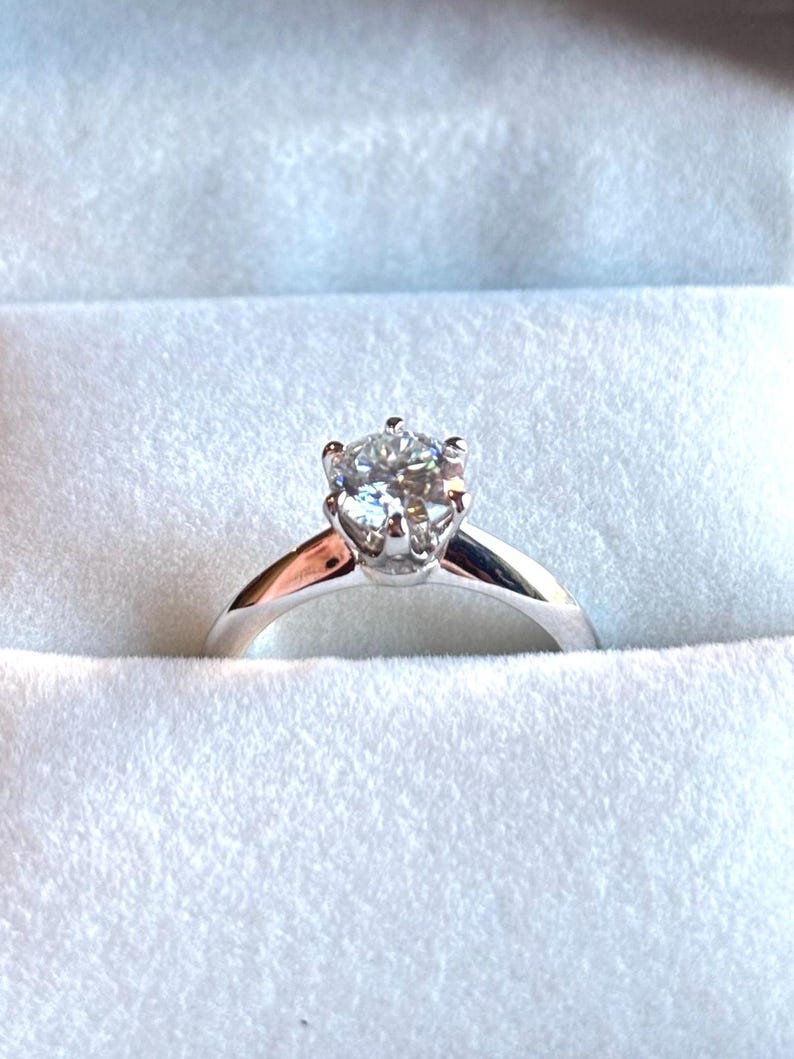 1 Carat Moissanite Halo Engagement Ring, 925 Sterling Silver Bridal Ring