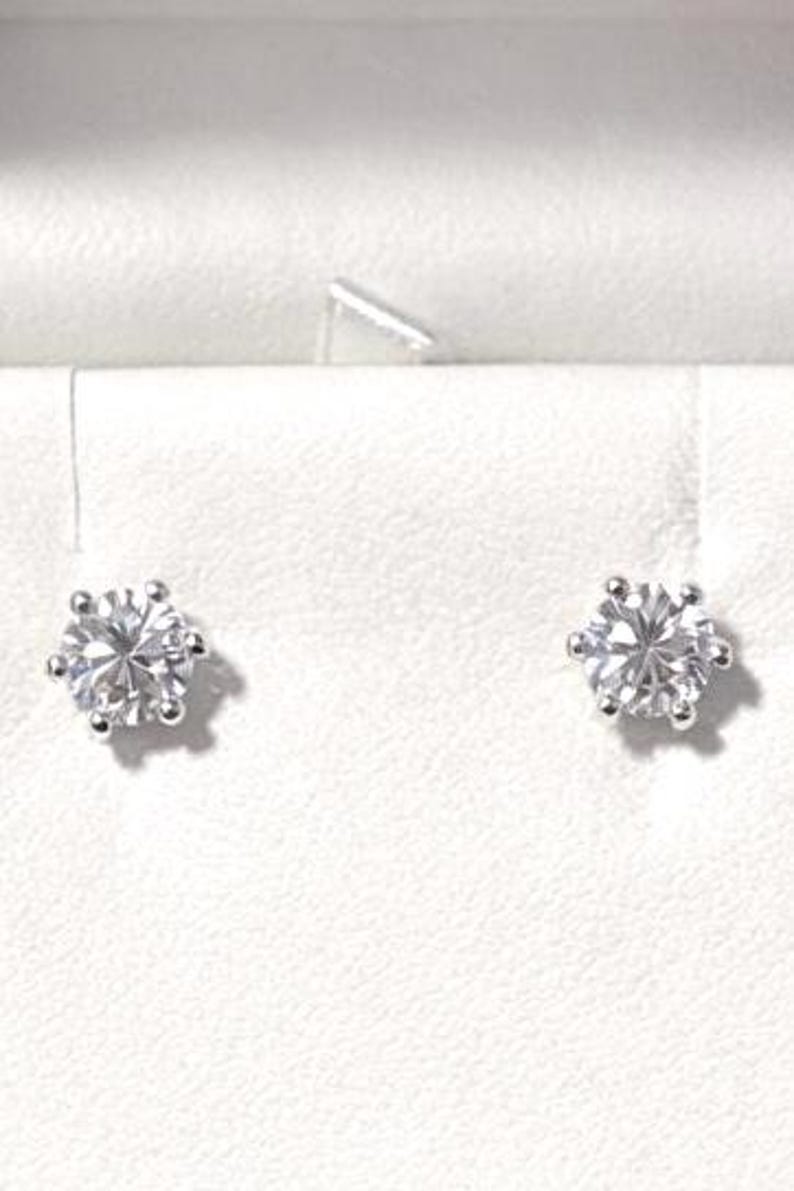 2 Carat Moissanite Stud Earrings, 925 Sterling Silver Round Solitaire Earrings
