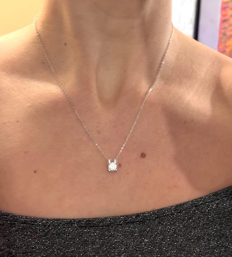 1CT Moissanite Halo Necklace | 18K White Gold-Plated 925 Sterling Silver