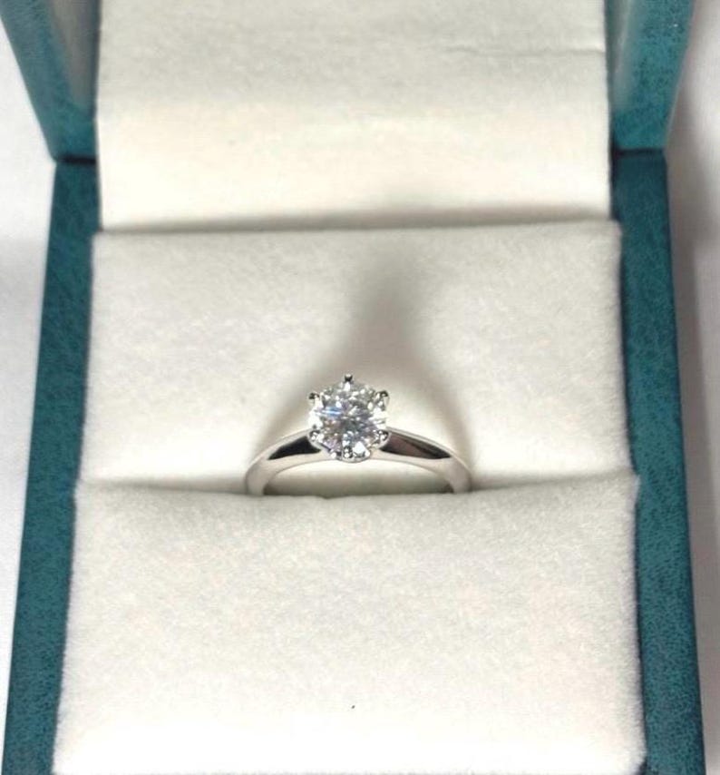 1 Carat Moissanite Halo Engagement Ring, 925 Sterling Silver Bridal Ring