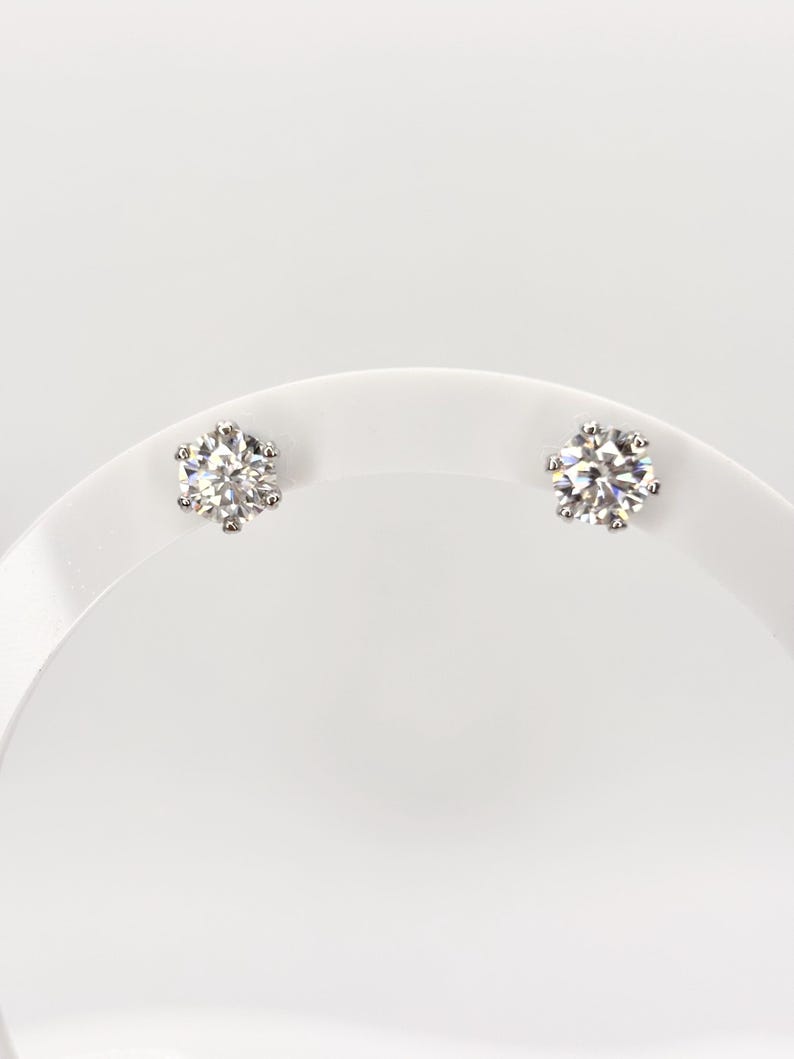 2 Carat Moissanite Stud Earrings, 925 Sterling Silver Round Solitaire Earrings