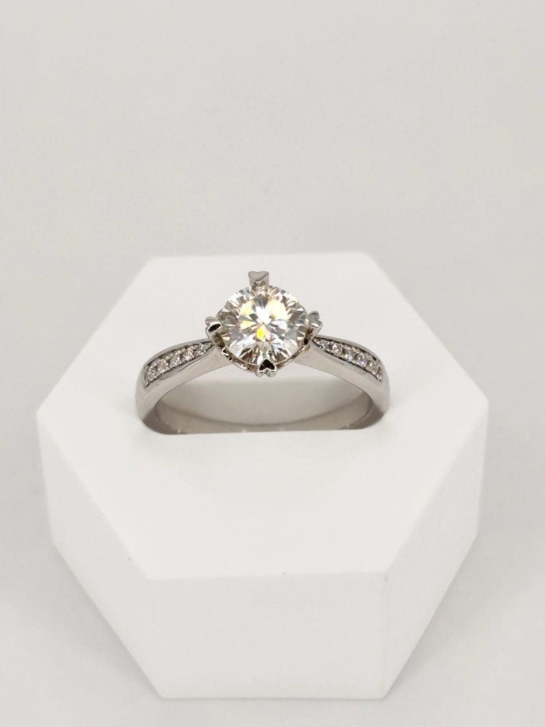 1 Carat Moissanite Halo Ring, 925 Sterling Silver Engagement & Promise Ring