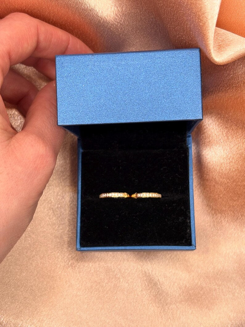 2CT Moissanite Huggie Hoop Earrings | 18K Gold-Plated 925 Sterling Silver