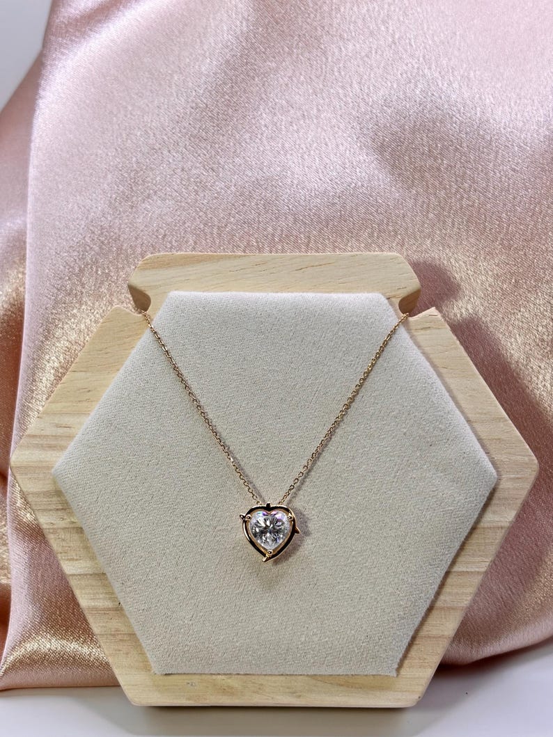 2CT Heart Moissanite Necklace | 18K Gold-Plated 925 Sterling Silver Halo Pendant