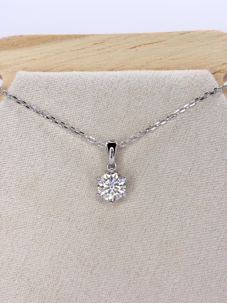 1CT Moissanite Necklace | 18K White Gold-Plated 925 Sterling Silver