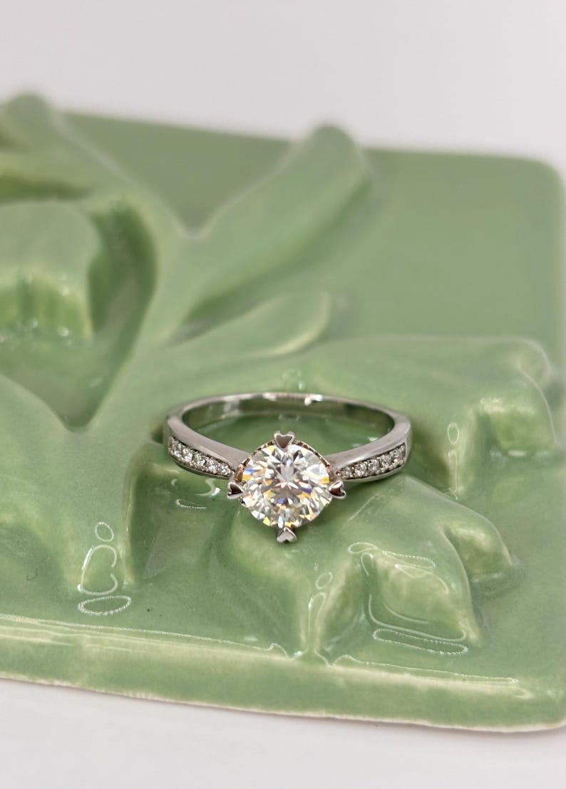 1 Carat Moissanite Halo Ring, 925 Sterling Silver Engagement & Promise Ring