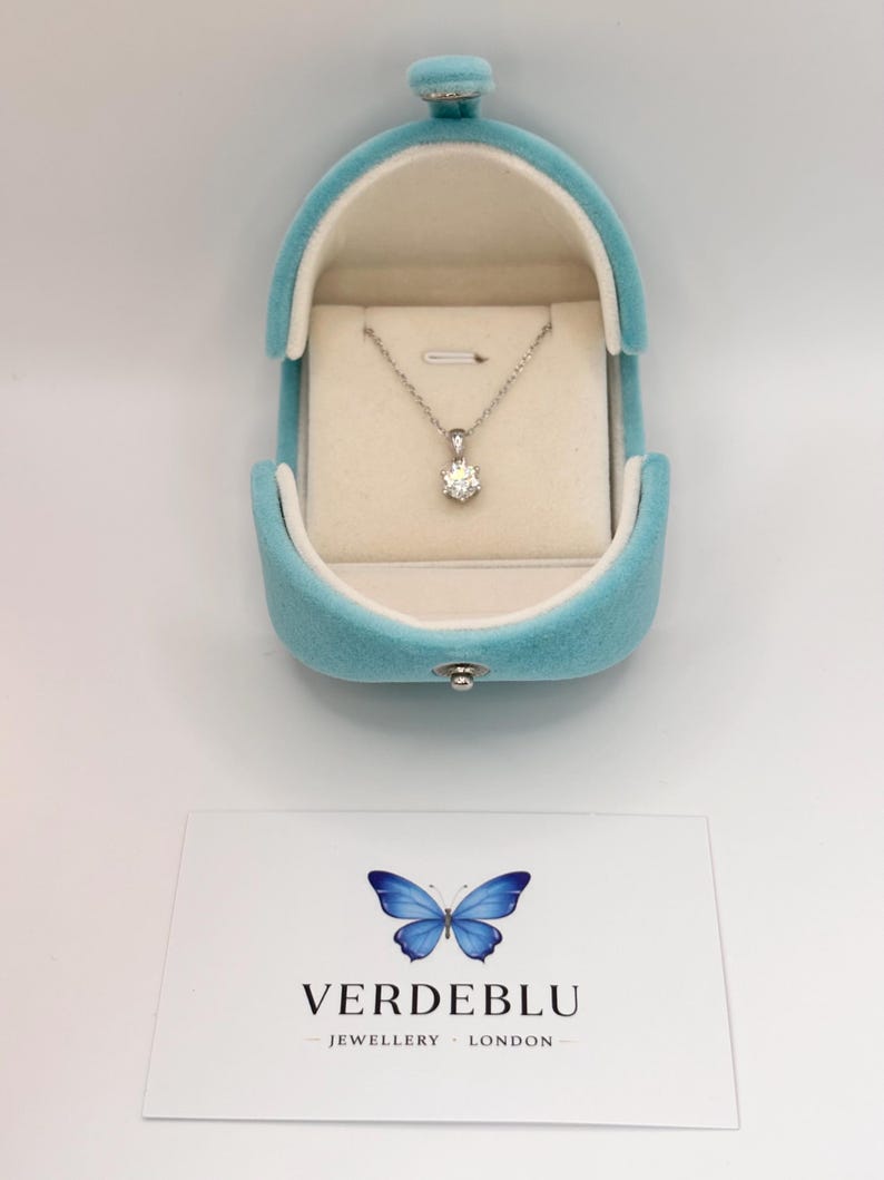 1CT Moissanite Necklace | 18K White Gold-Plated 925 Sterling Silver