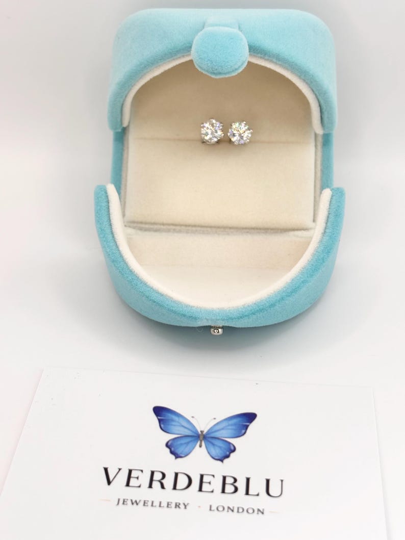 2 Carat Moissanite Stud Earrings, 925 Sterling Silver Round Solitaire Earrings
