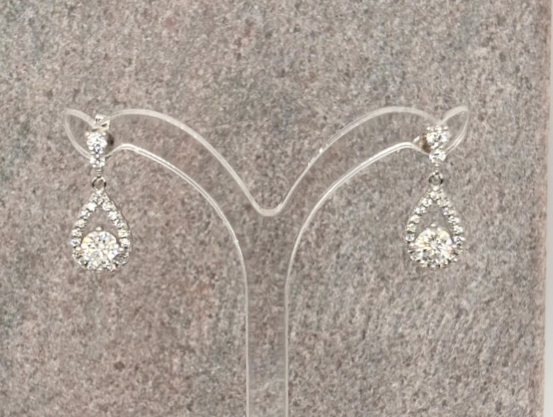 1CT Pear Moissanite Drop Earrings | 925 Argentium Sterling Silver