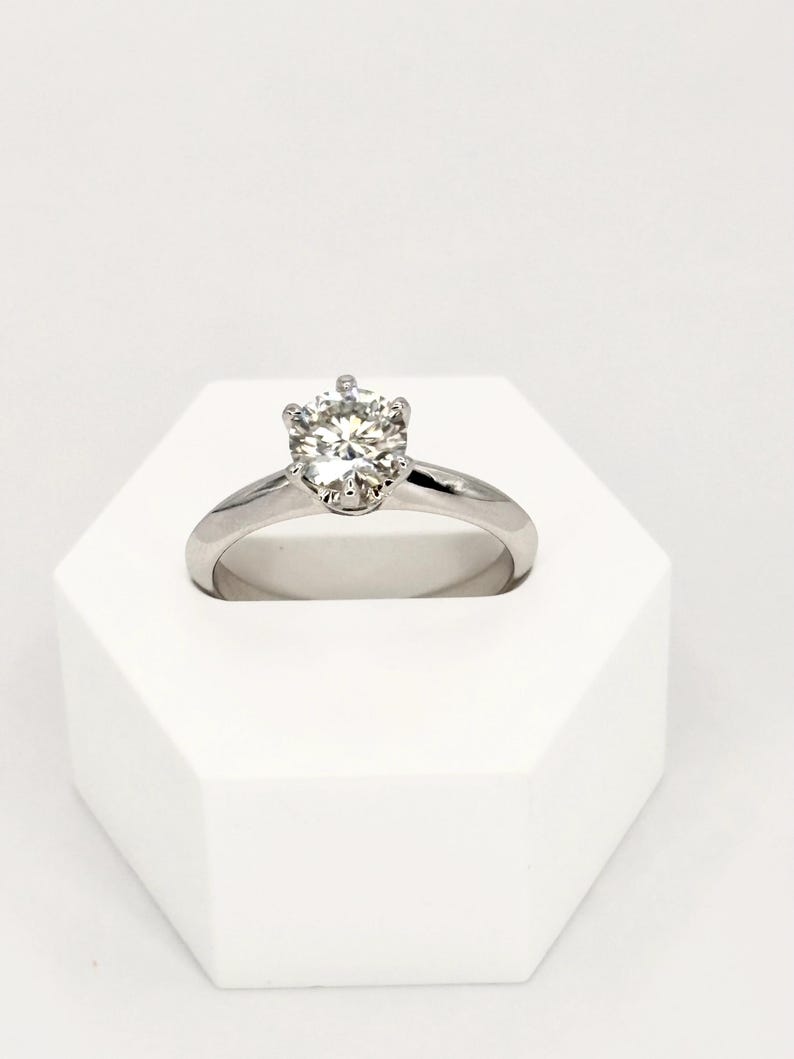 1 Carat Moissanite Halo Engagement Ring, 925 Sterling Silver Bridal Ring