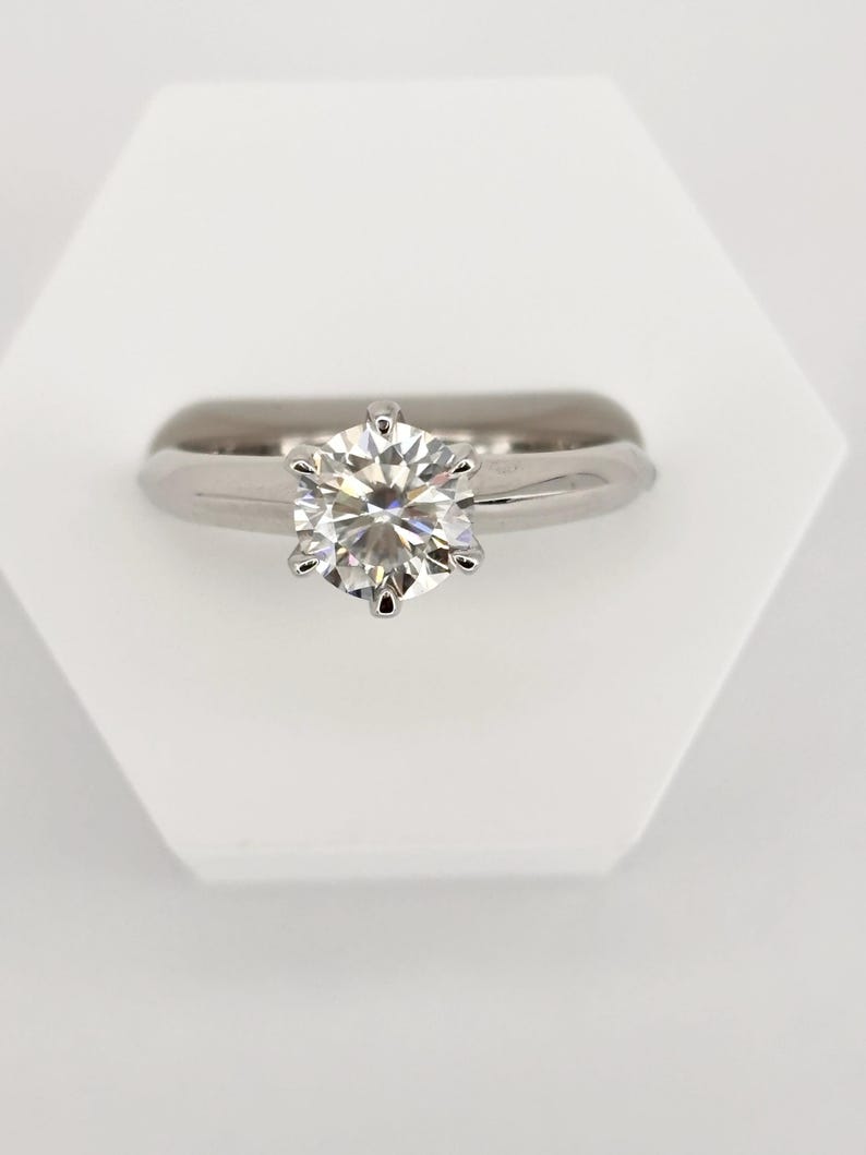 1 Carat Moissanite Halo Engagement Ring, 925 Sterling Silver Bridal Ring