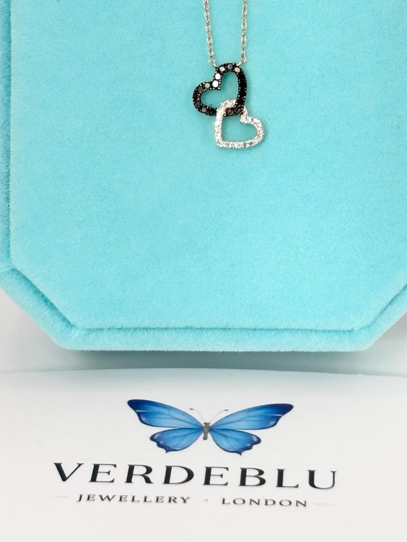 14K Yellow Gold Diamond Heart Necklace – Black & White Natural Diamonds