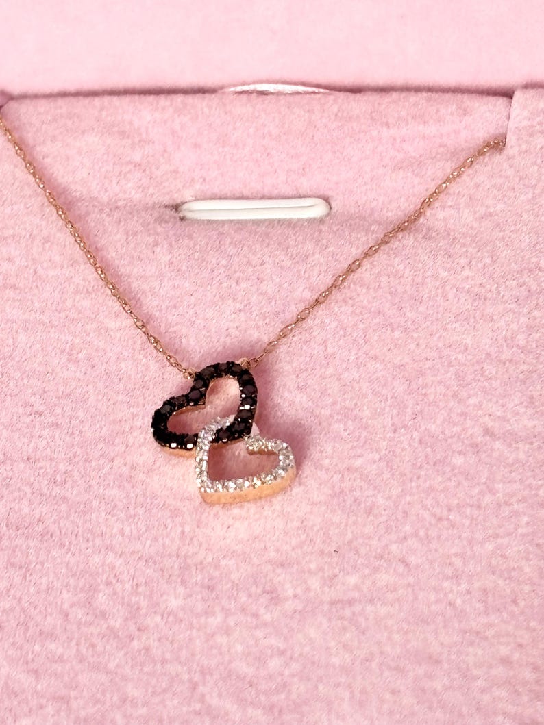 14K Yellow Gold Diamond Heart Necklace – Black & White Natural Diamonds