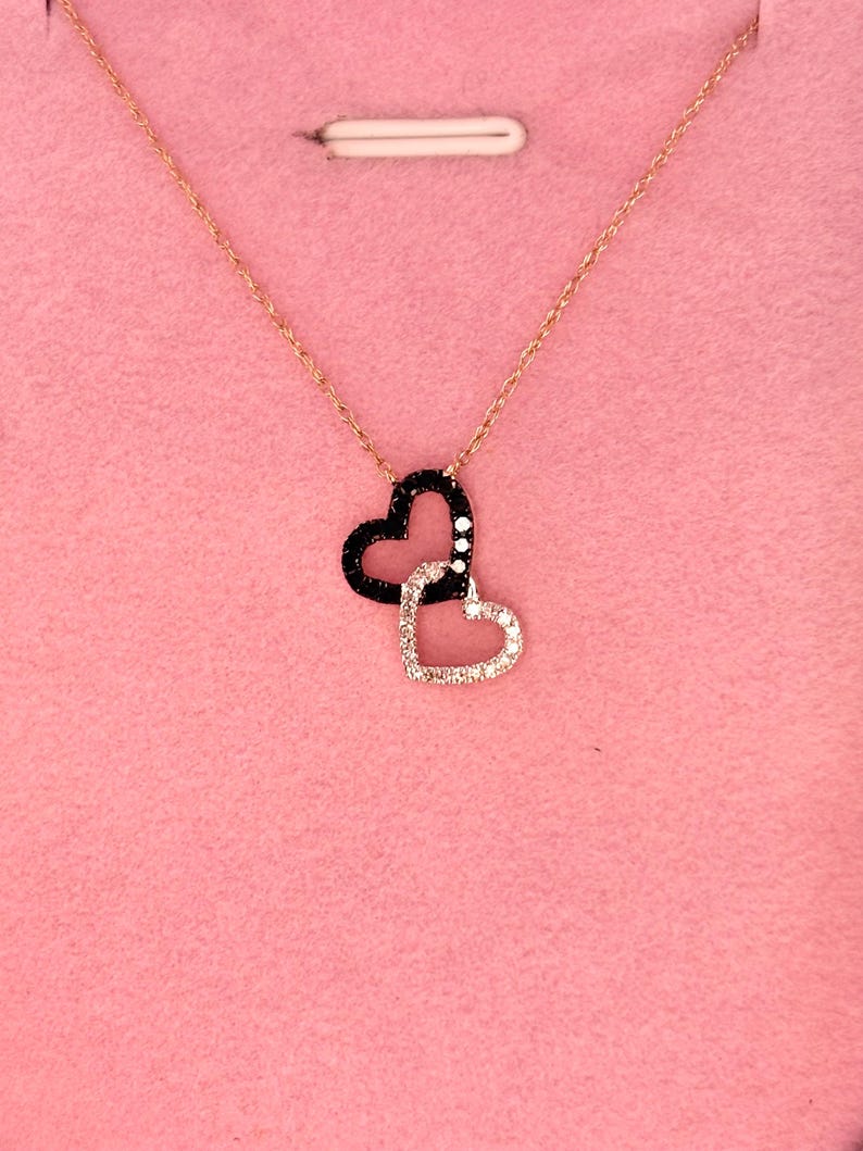 14K Yellow Gold Diamond Heart Necklace – Black & White Natural Diamonds
