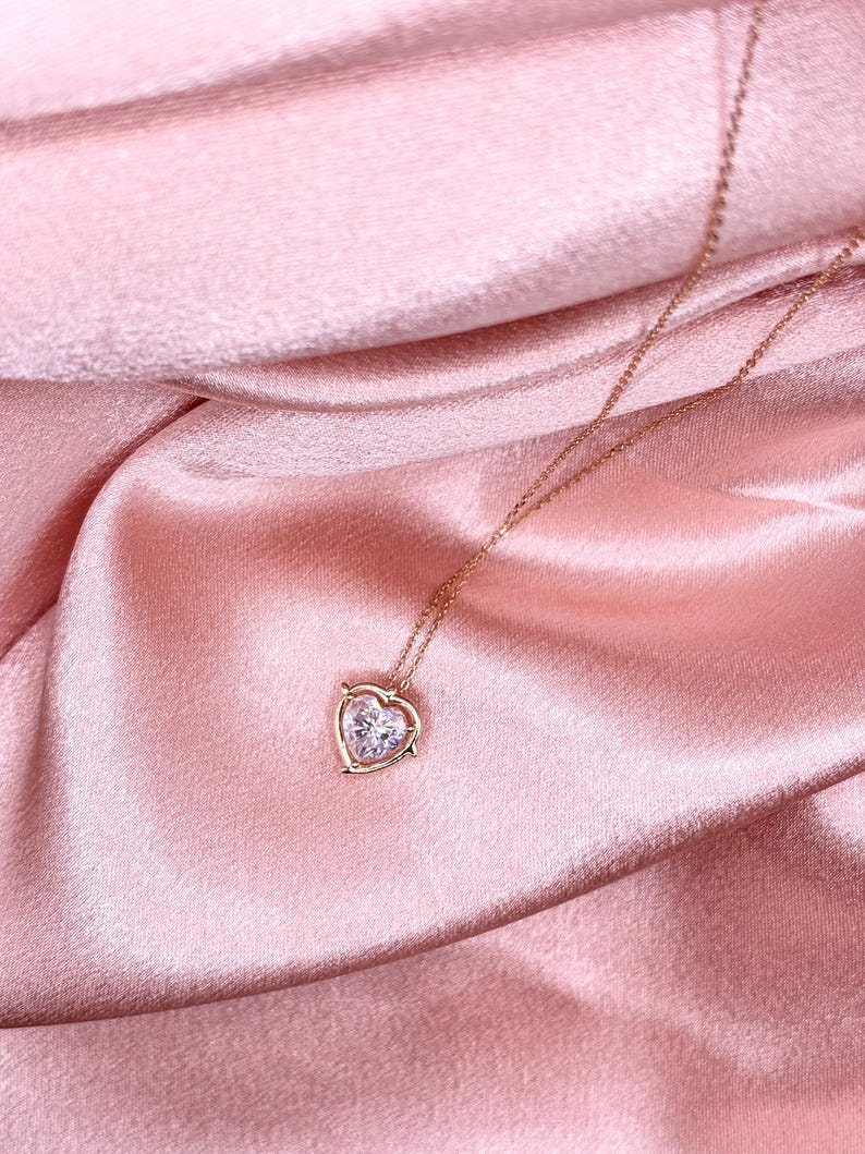 2CT Heart Moissanite Necklace | 18K Gold-Plated 925 Sterling Silver Halo Pendant