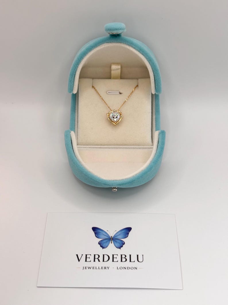 2CT Heart Moissanite Necklace | 18K Gold-Plated 925 Sterling Silver Halo Pendant