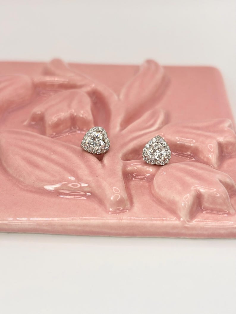1CT Heart Moissanite Stud Earrings | Argentium 925 Sterling Silver