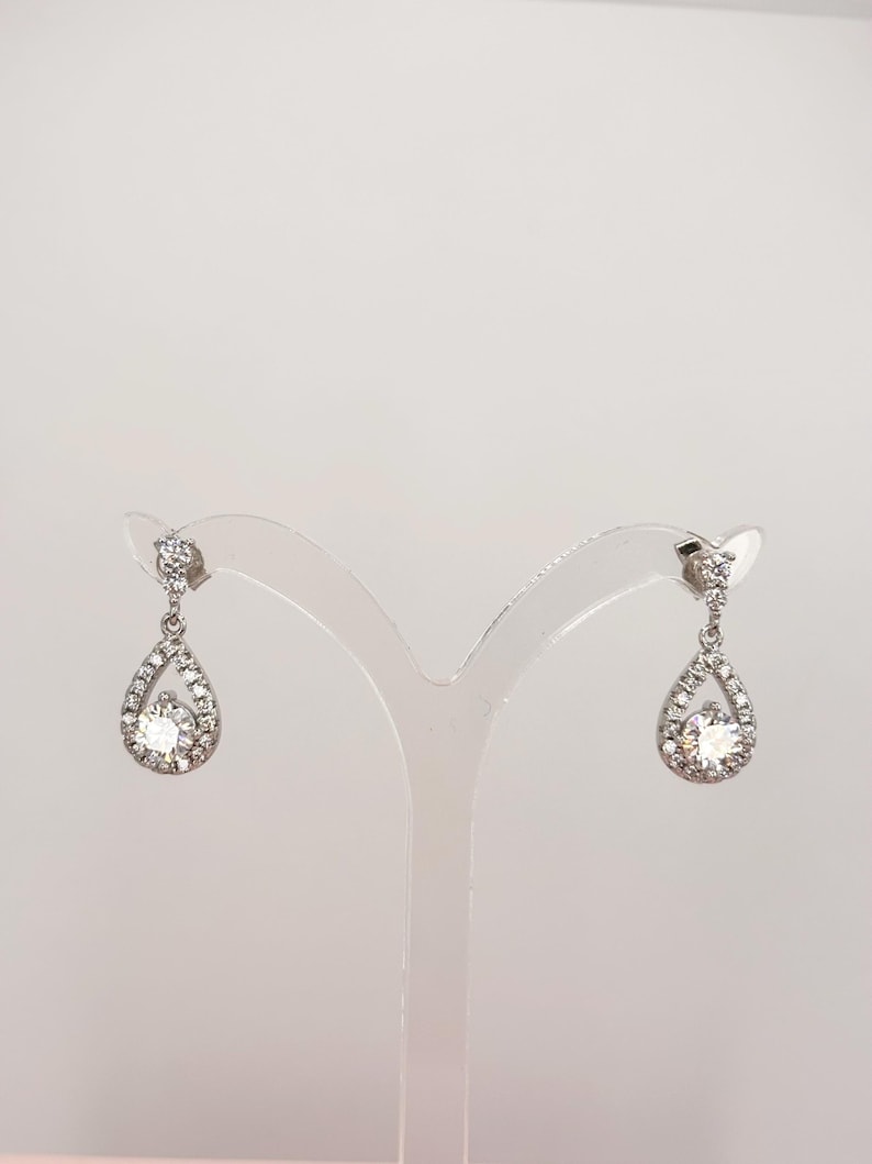 1CT Pear Moissanite Drop Earrings | 925 Argentium Sterling Silver