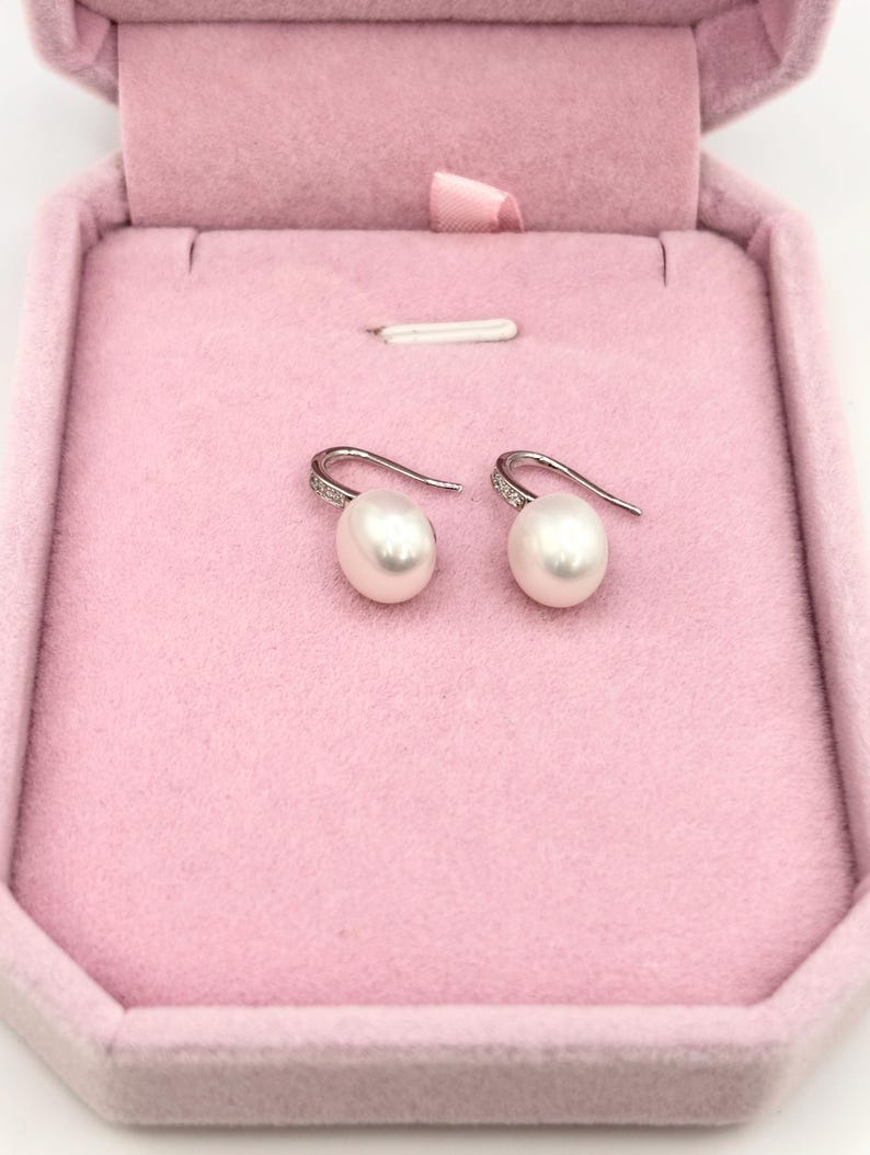 Freshwater Pearl Drop Earrings 925 Sterling Silver Dangle Earrings